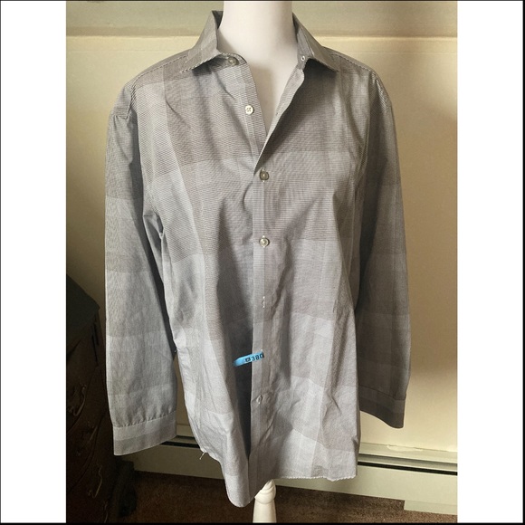 Calvin Klein mens Gray slim fit button down size 16 - Picture 1 of 5